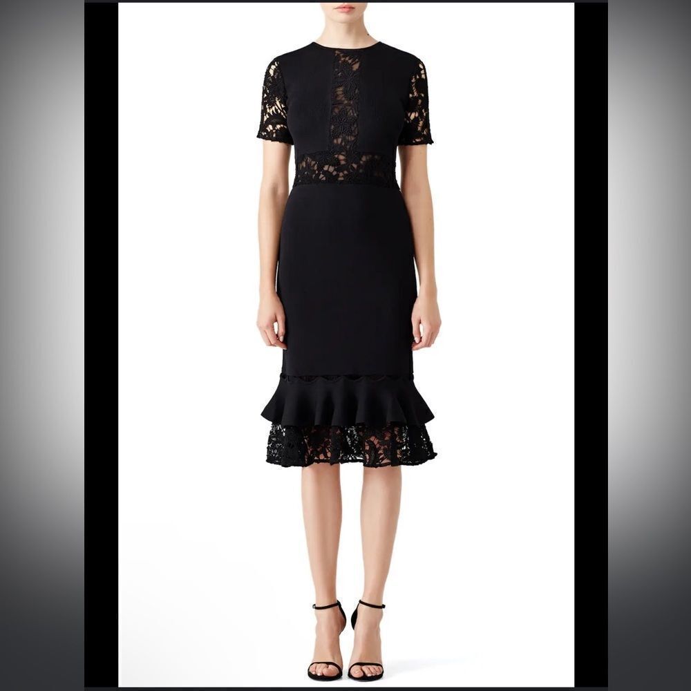 Sachin & Babi Black Flutter Lace Dress size Medium